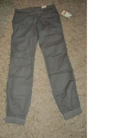 Womens Joggers Pants Mudd Olive Green 5 Twill Elastic Drawstring Waist Lowrise - Picture 2 of 6